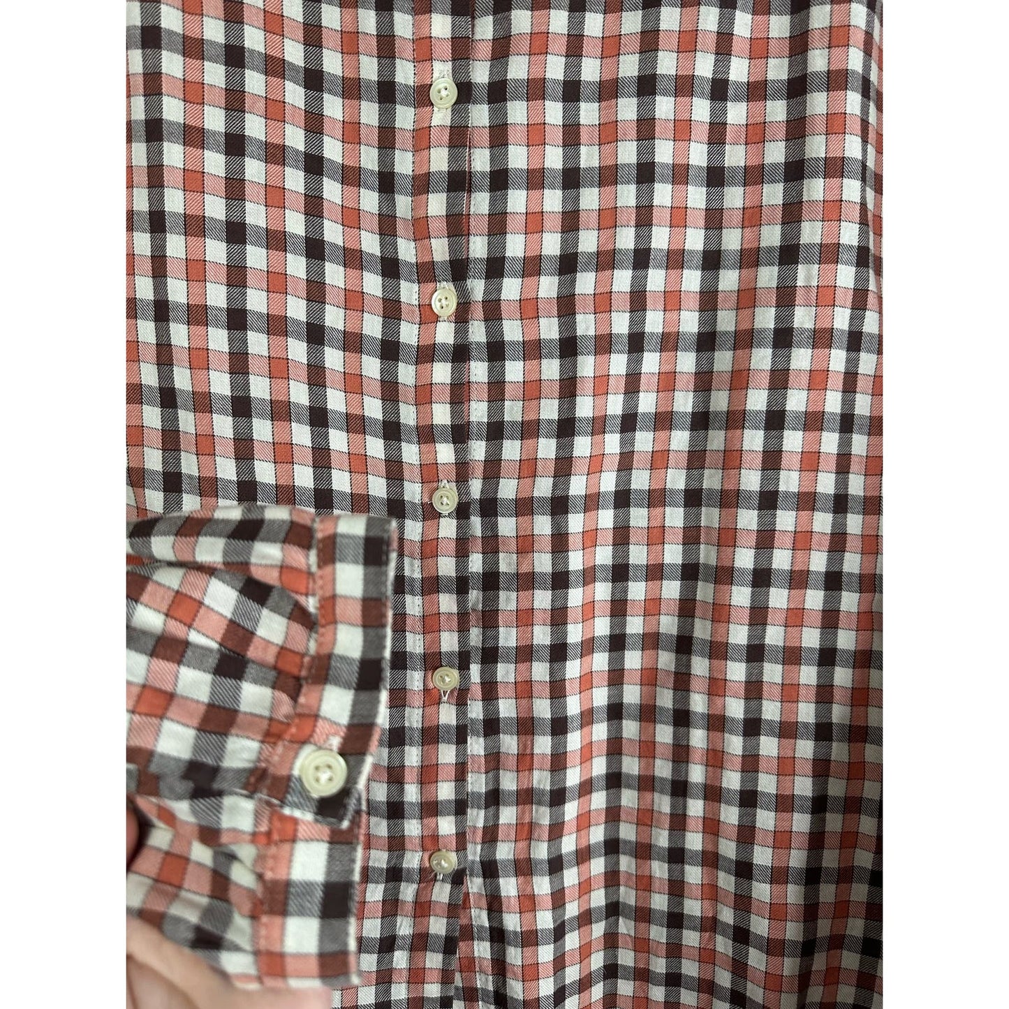 Madewell Button Down Long Sleeve Plaid Blouse Orange Black Size Small