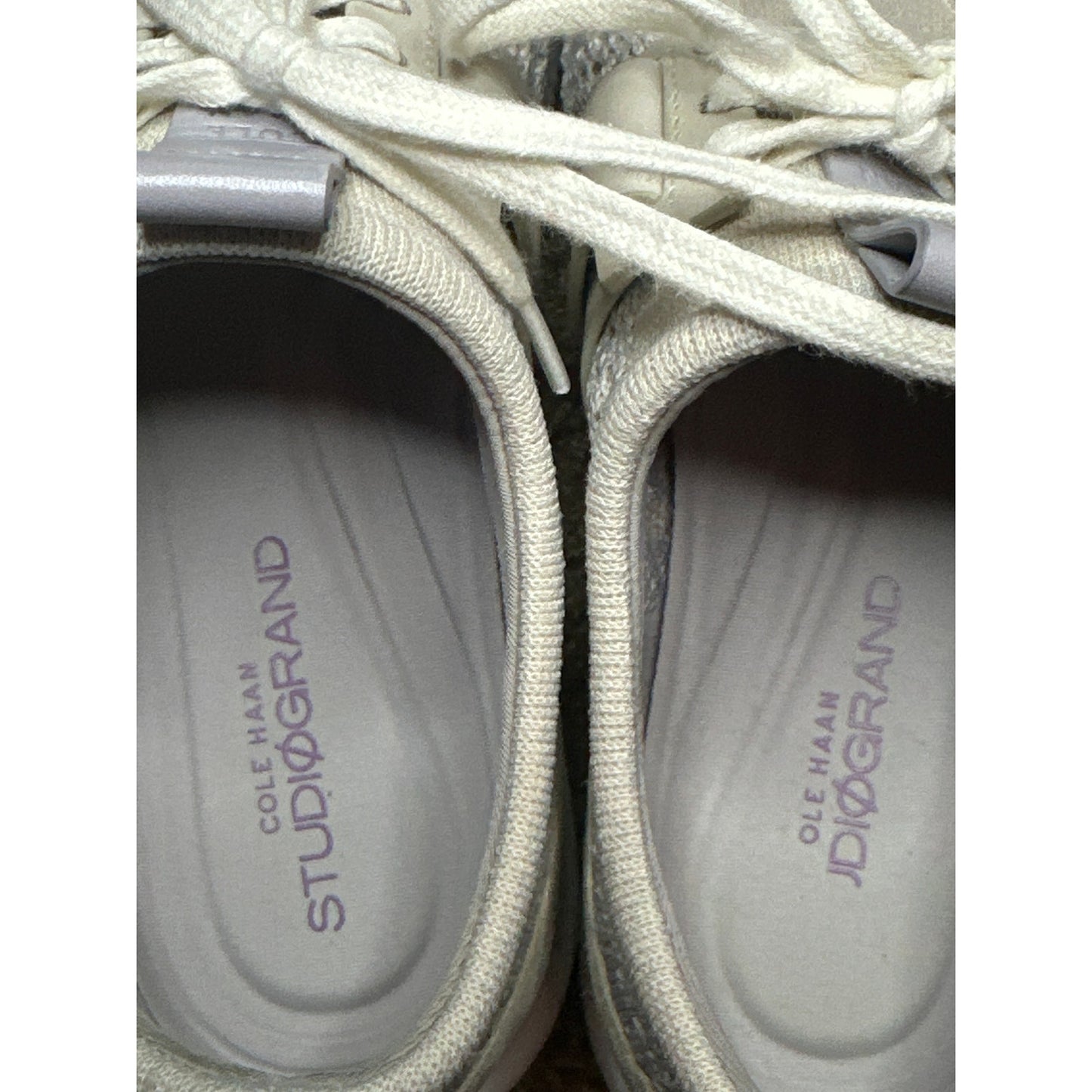 Women’s Cole Haan Studiogrand Lace Up Knitted/ Woven Beige Shoes Size 8