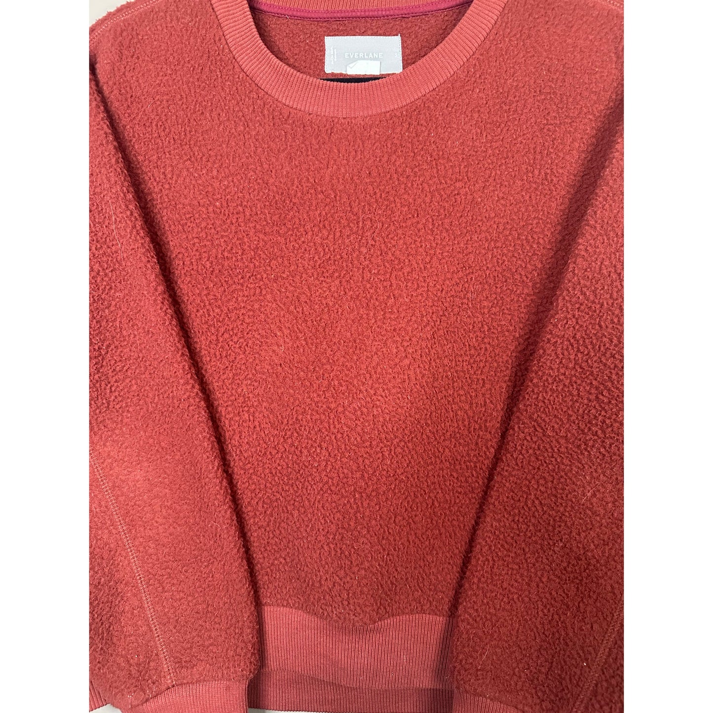Everlane ReNew Rust Dark Red Long Sleeve Sherpa Pullover Sweatshirt Size Small
