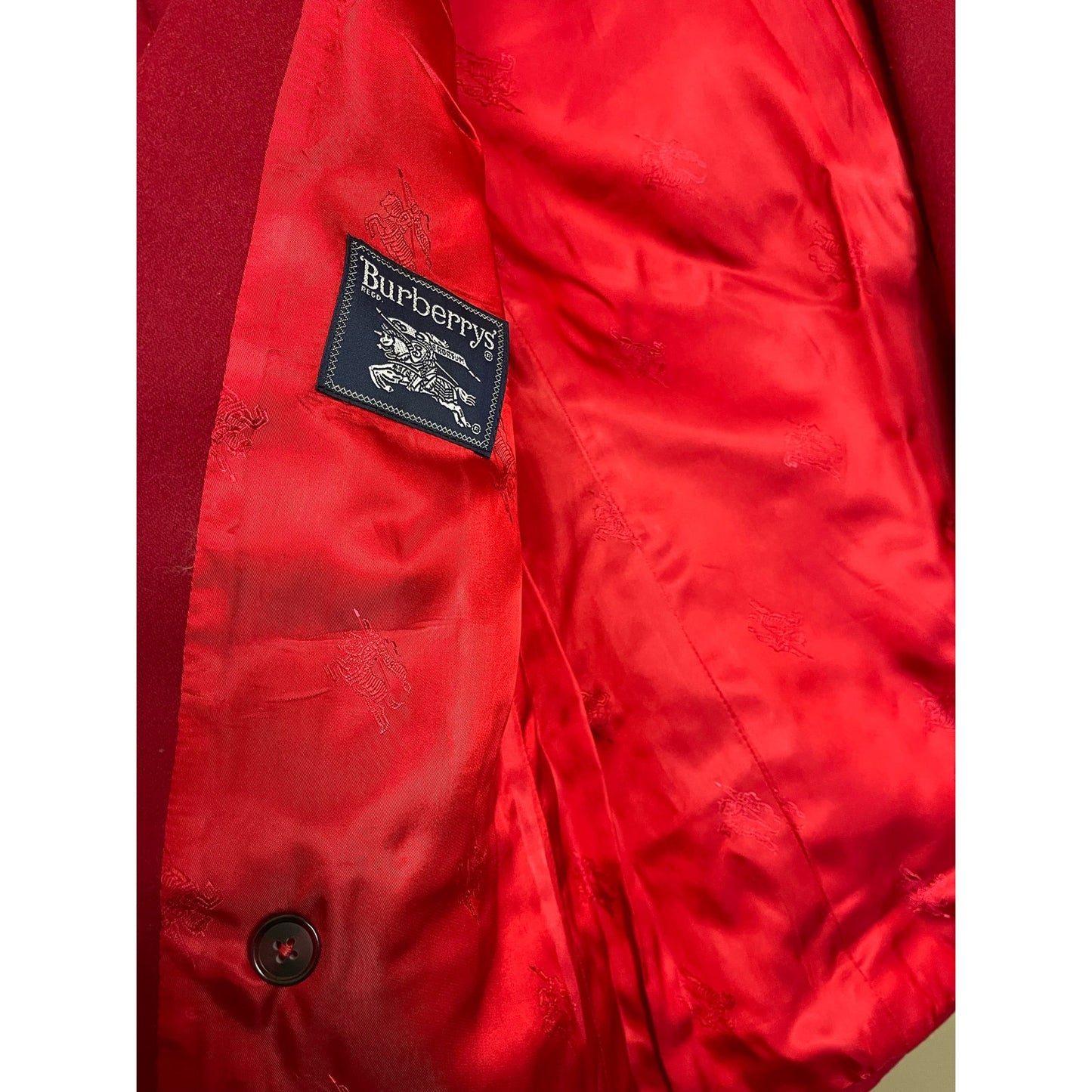 Vintage Red Burberry Long Sleeve Gold Button Double Breasted Blazer