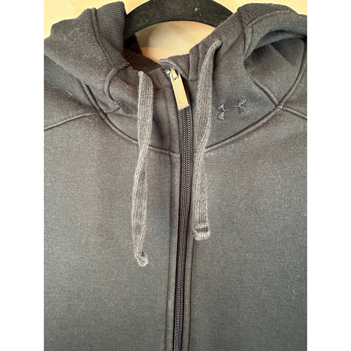 Under Armour Black Zip Up Hooded Fitted Cotton Blend Jacket Size Small