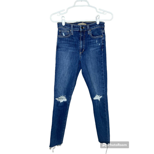 Joe's Jeans High Rise Ankle Skinny Distressed Raw Hem/ Fringe Blue Jeans Size 26