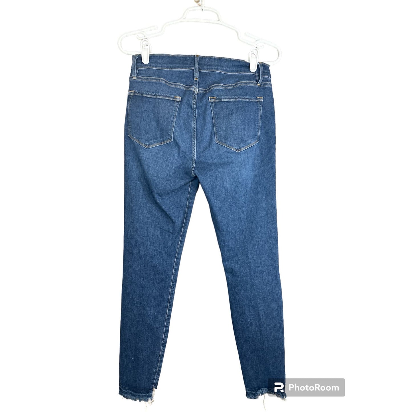 Frame ‘Le Skinny De Jeanne’ Dark Wash Raw Hem Skinny Jeans Size 29