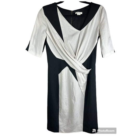 Helmut Lang Black Light Grey Half Sleeves Fitted Criss-Cross Dress Size 2