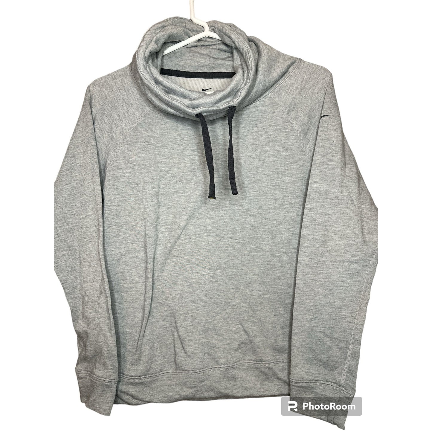 Nike Cowl Neck Drawstring Grey Black Hoodie Size XS