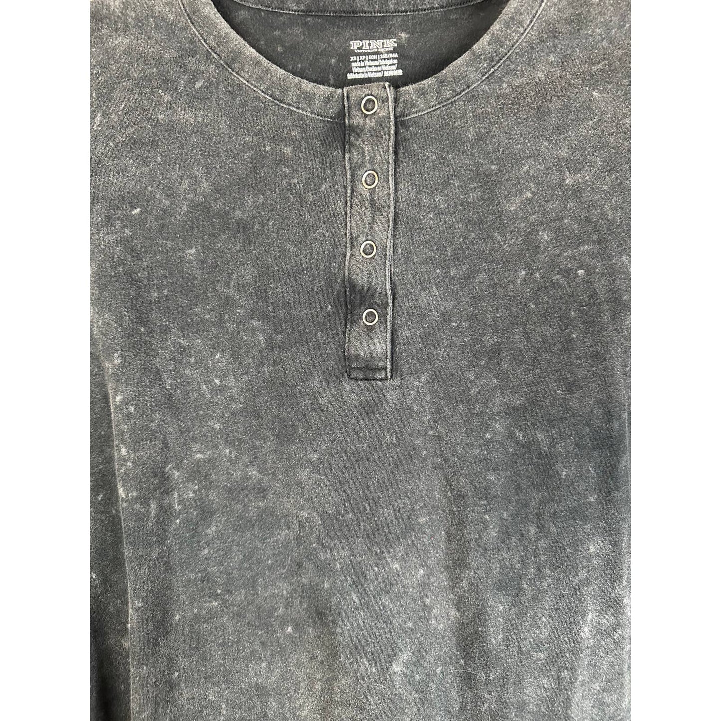 Victoria’s Secret PINK Grey Button Down Long Sleeve Cropped T-Shirt Size XS