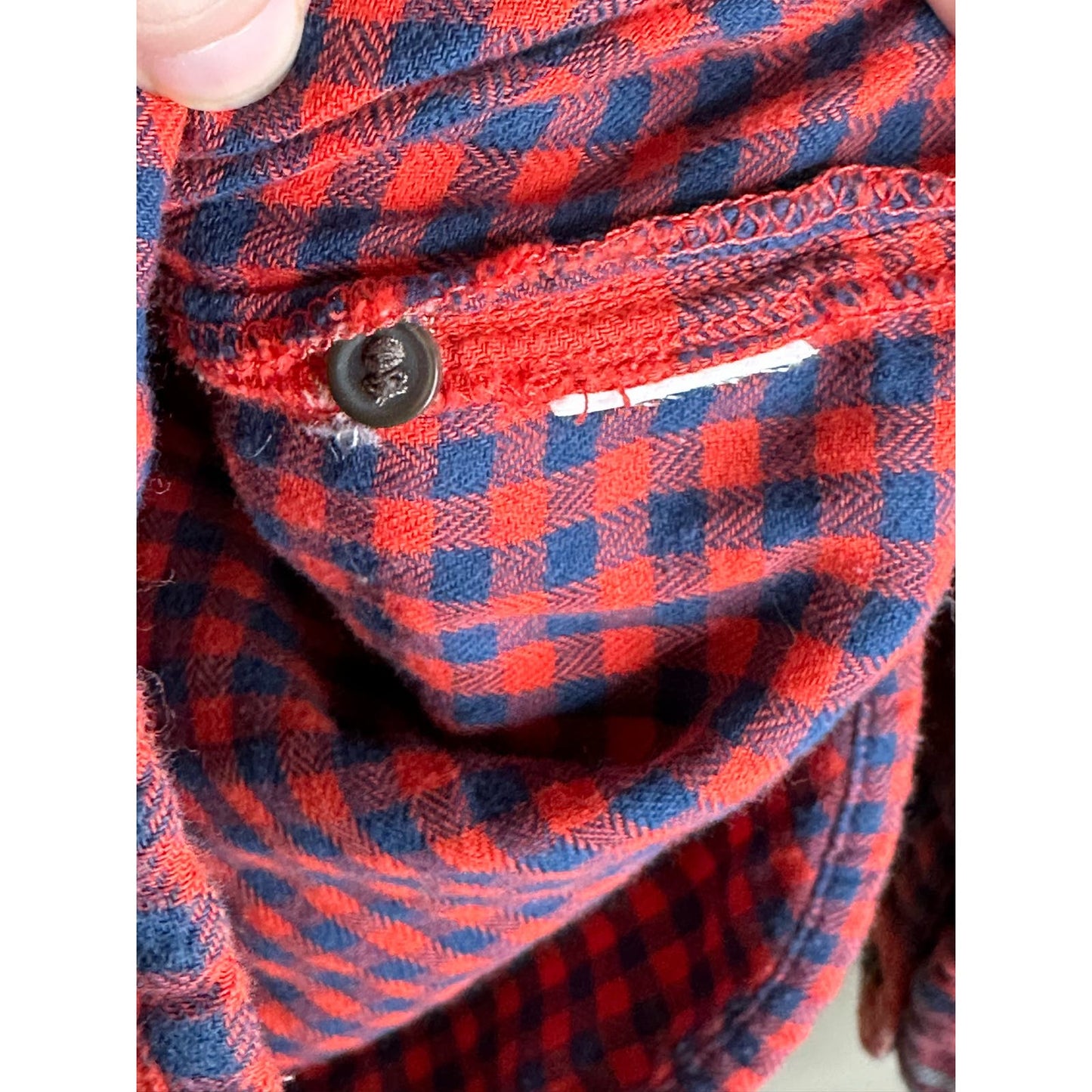 Madewell Orange Red Blue Long Sleeve Button Down Plaid Flannel Size XS