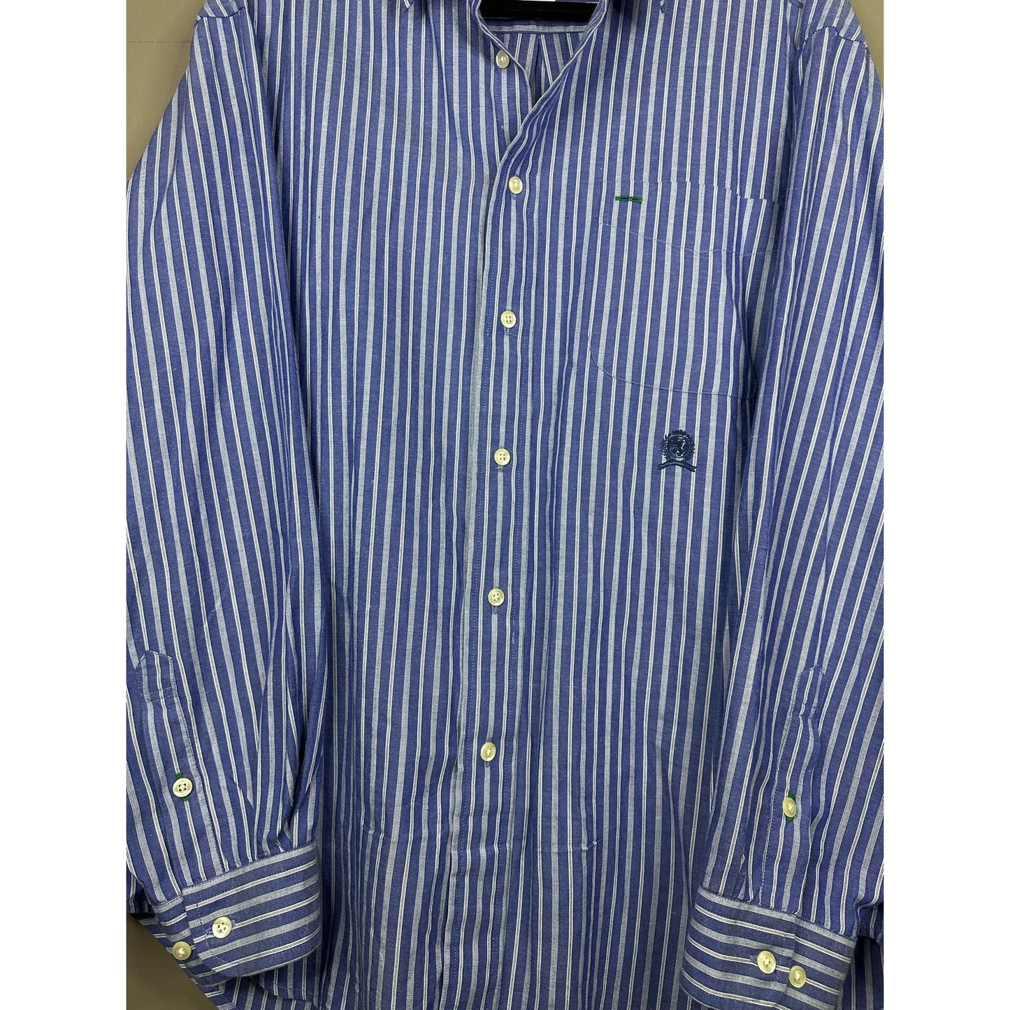 Men’s Tommy Hilfiger Blue Stripe Button Down Long Sleeve Dress Shirt Size L