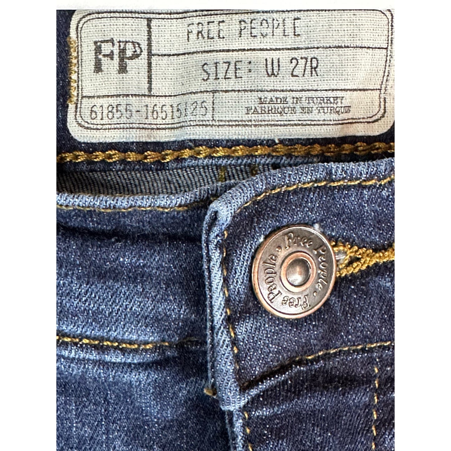 Free People Distressed Raw Hem Blue Medium Wash Skinny Jeans Size 27