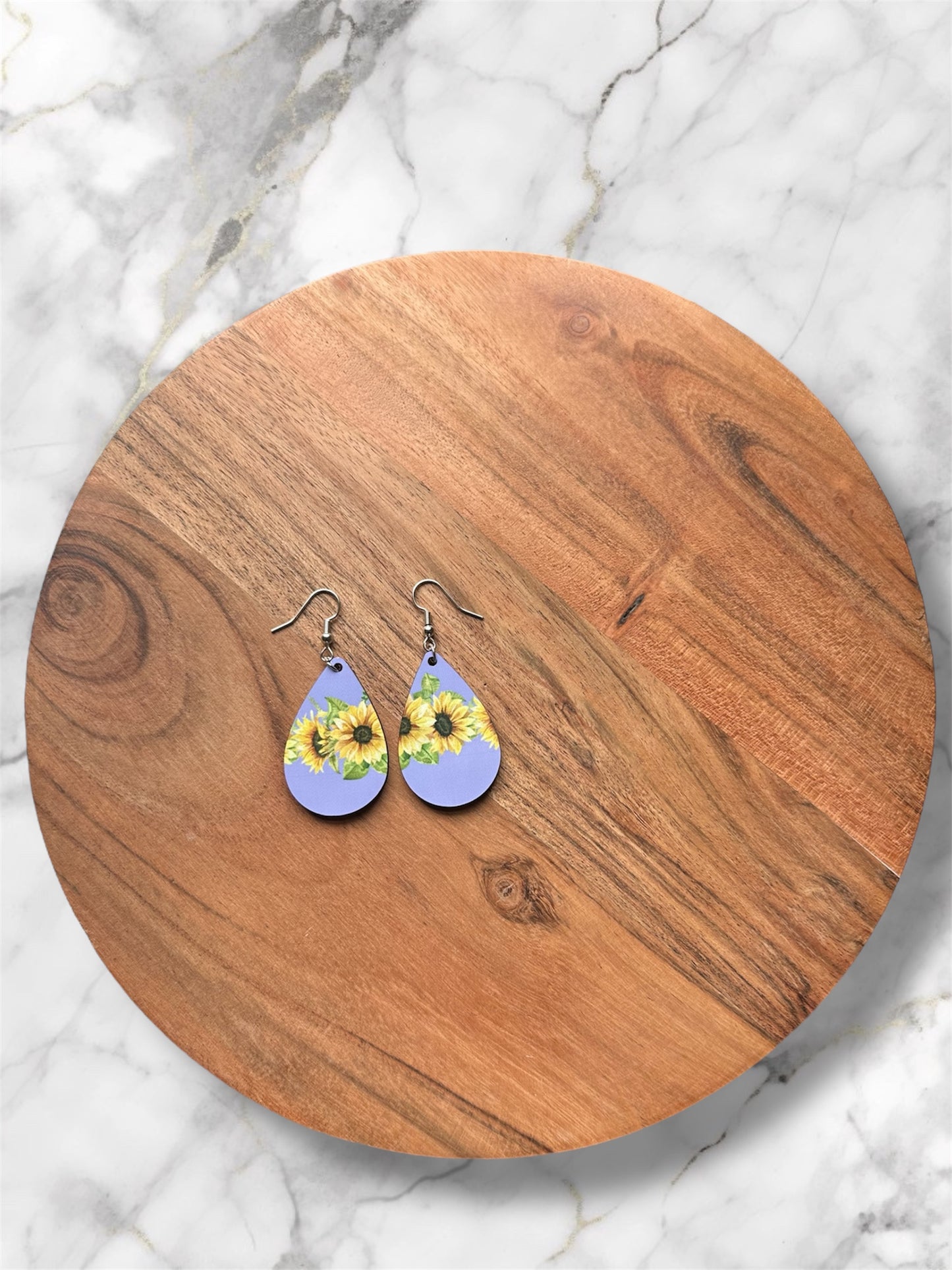 Handmade Sublimated MDF Teardrop Shaped Earrings –  Lightweight, Unique Jewelry