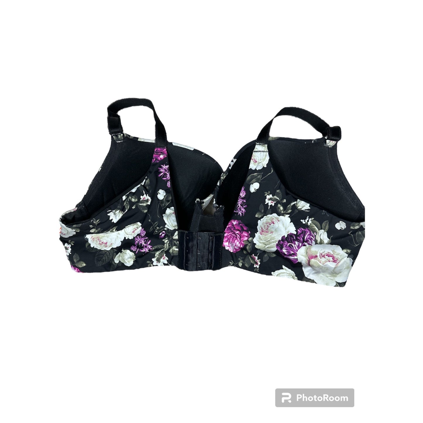 Torrid Curve Floral Black Pink Underwire Lace Padded Push Up Bra Size 40DD