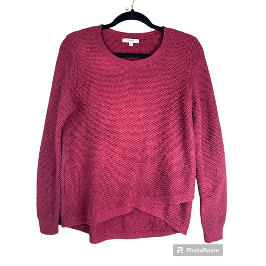 Madewell Red Maroon Long Sleeve Criss Cross Thick Knit Sweater size Medium
