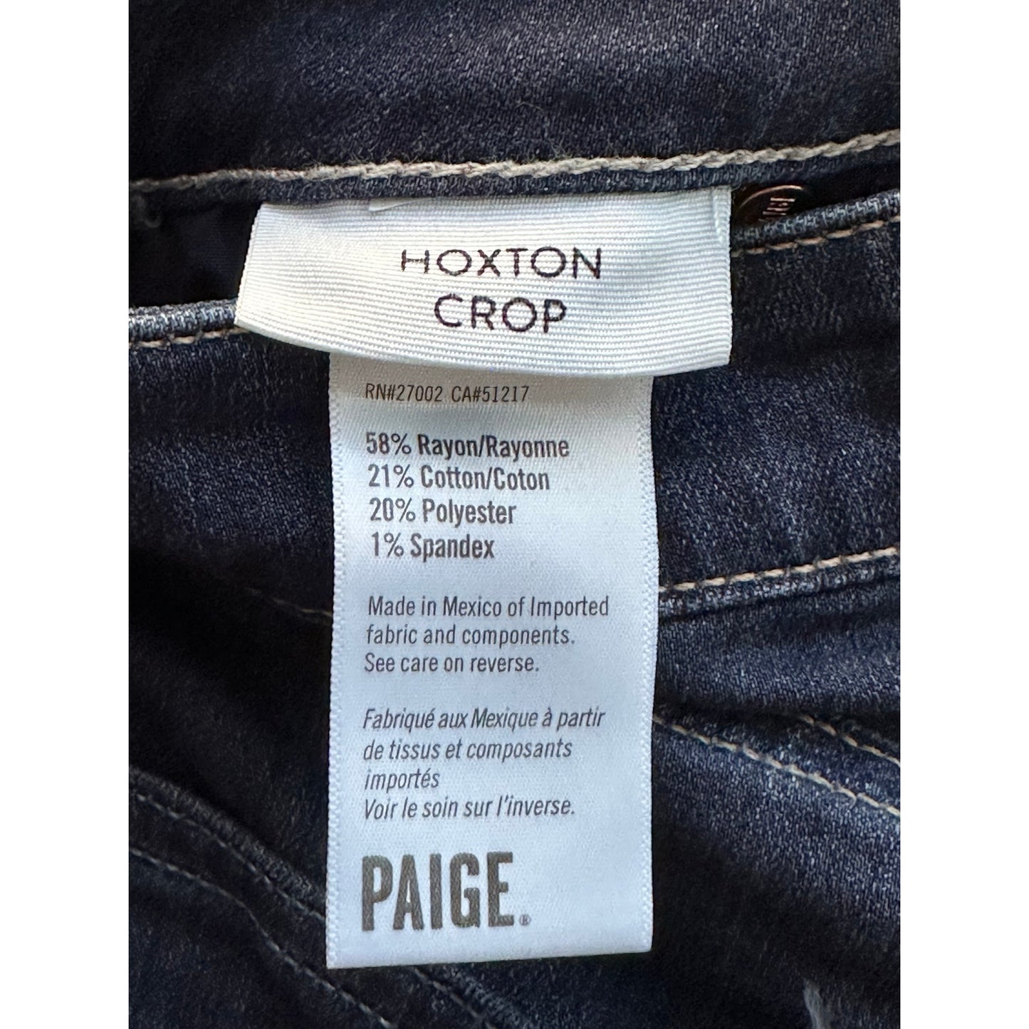 Paige ‘Hoxton Crop’ Medium Wash Blue Jean Denim Raw Hem Skinny Jeans Size 25