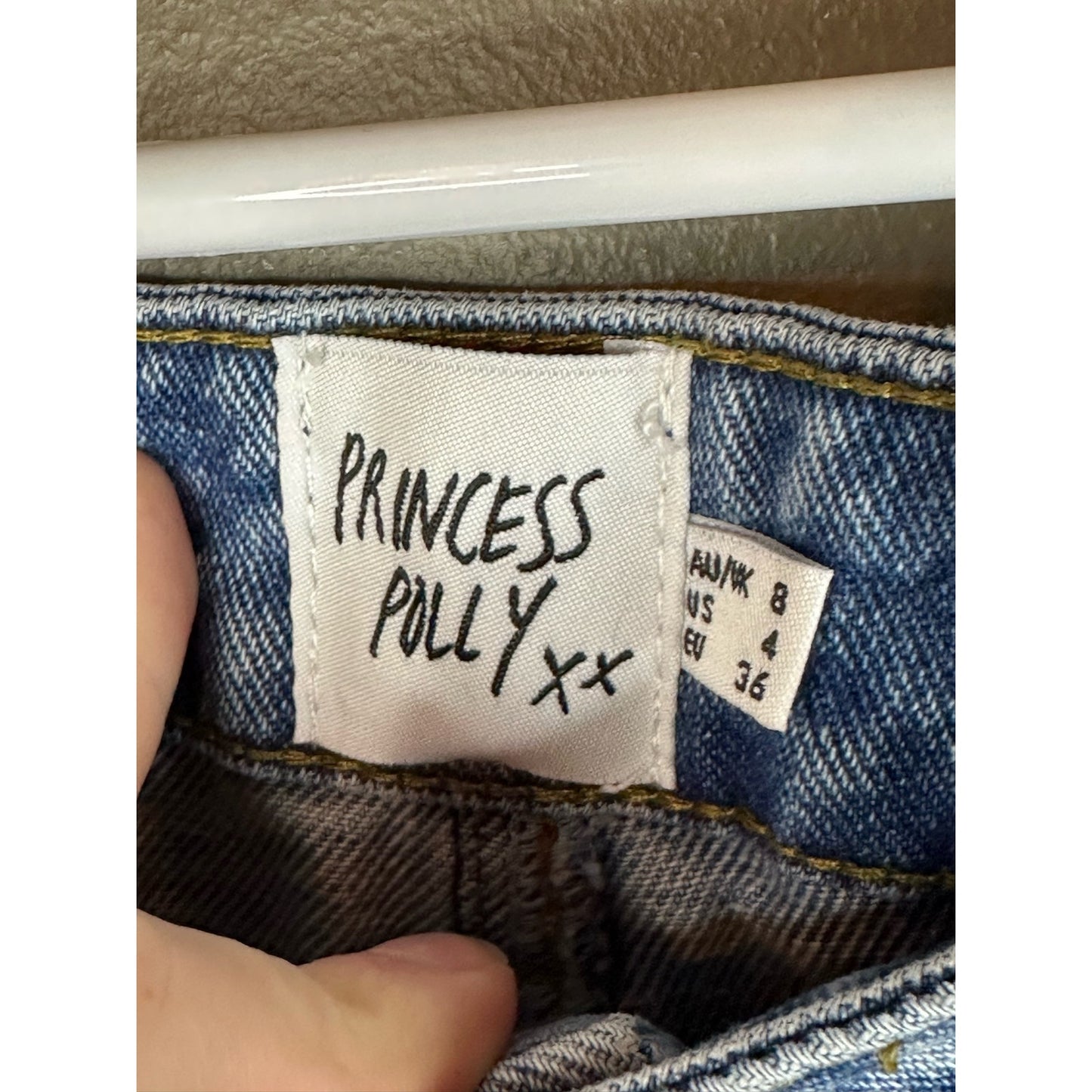 Princess Polly Lightwash Distressed High Waisted Denim Blue Jeans Size 4