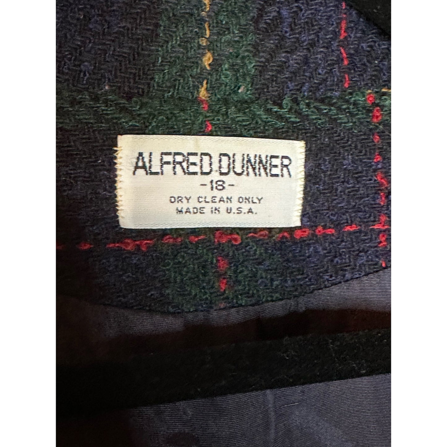 Vintage Alfred Dunner Christmas Red Green Blue 100% Wool Blazer Size 18