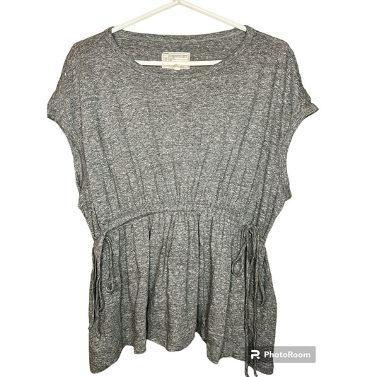 Current/ Elliot Grey Short Sleeve Scrunch Waist Blouse Size 0