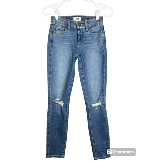 Paige Verdugo Ankle Distressed Medium Wash Blue Skinny Jeans Size 24