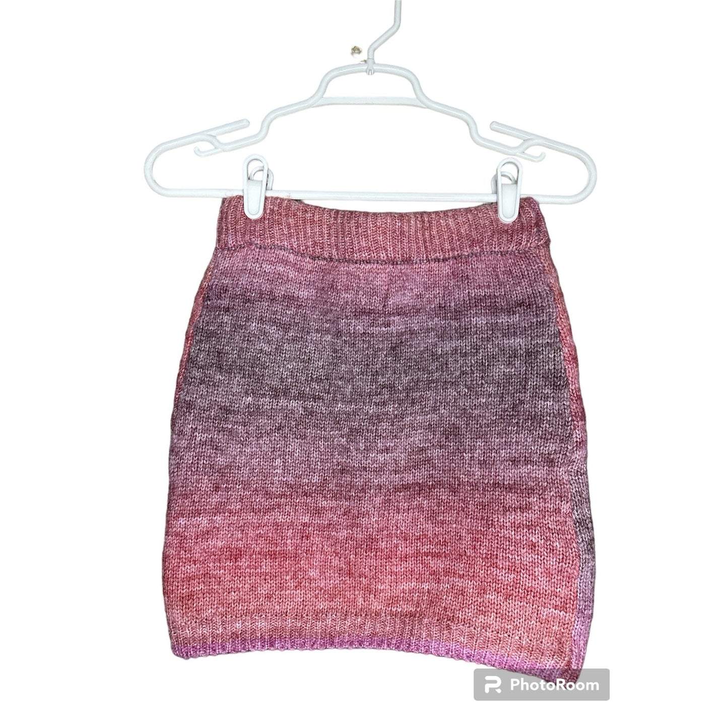 Princess Polly Reid Fuzzy Pink Purple Ombre Knitted 100% Cotton Skirt Size XS/S