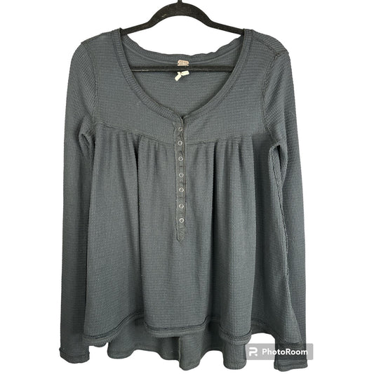 We The Free Black Button Down Scoop Neck Kai Henley Long Sleeve Tunic Size XS