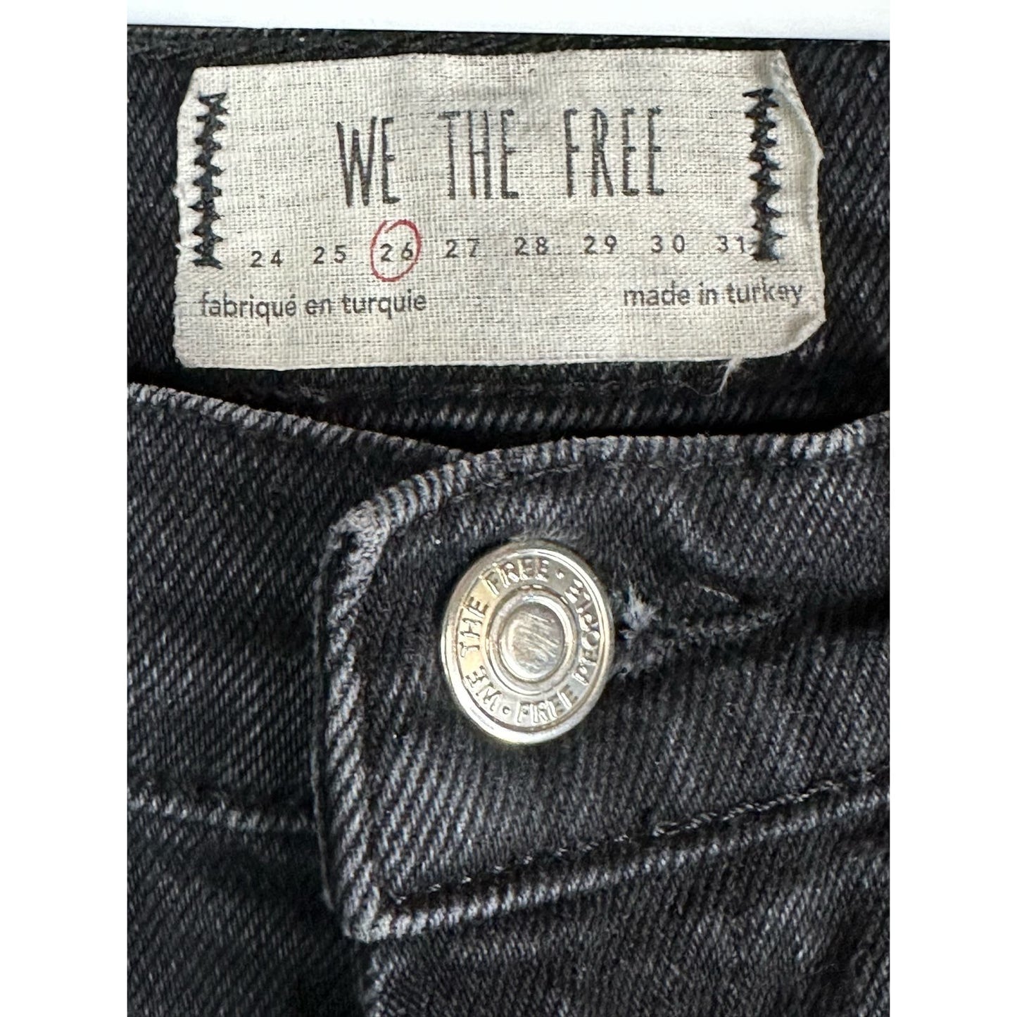 We The Free Black Super Distressed Skinny Jeans Side Slits Size 26
