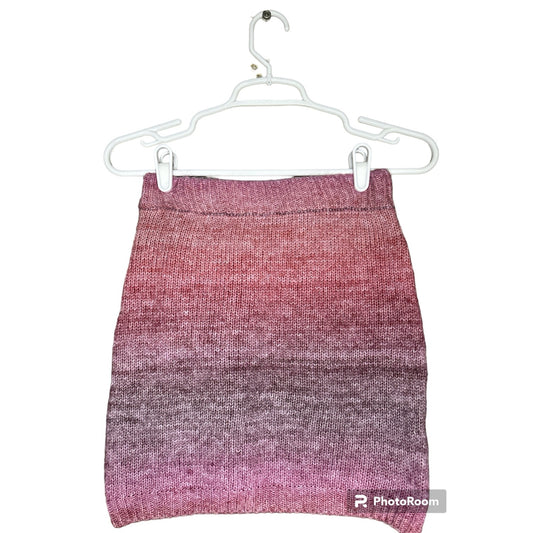 Princess Polly Reid Fuzzy Pink Purple Ombre Knitted 100% Cotton Skirt Size XS/S