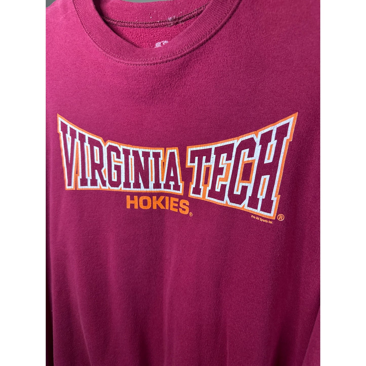 Hanes Virginia Tech Hokies Maroon Orange Long Sleeve Pullover Sweatshirt Size XL