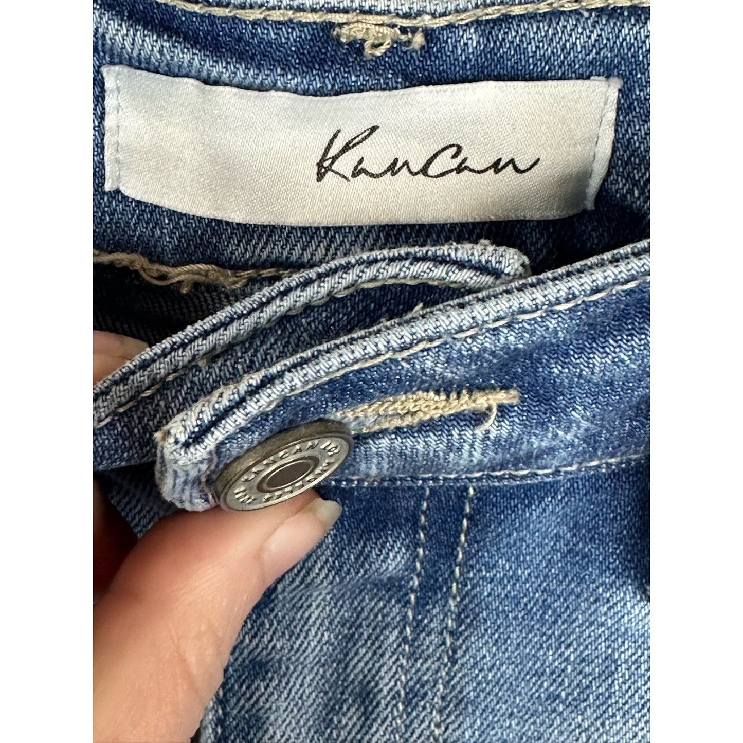 Kancan Light Wash 'Jasmine' High Rise Fold Over Blue Jean Shorts Size Large