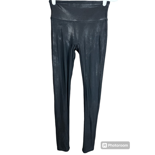 Spanx 'Faux Leather Leggings' Shimmery Sparkly Black Leggings Size Small Petite