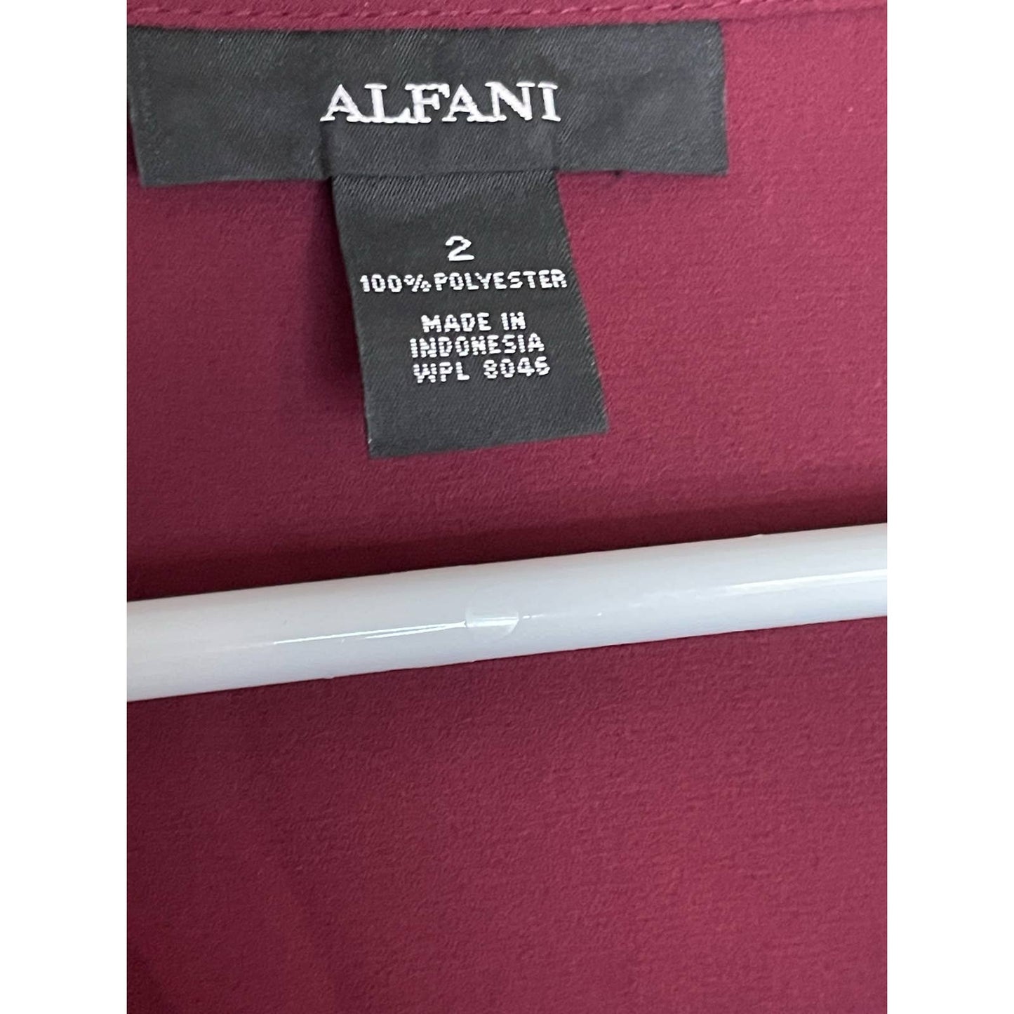 Alfani Maroon Purple Long Bell Sleeve V Neck Blouse Size 2