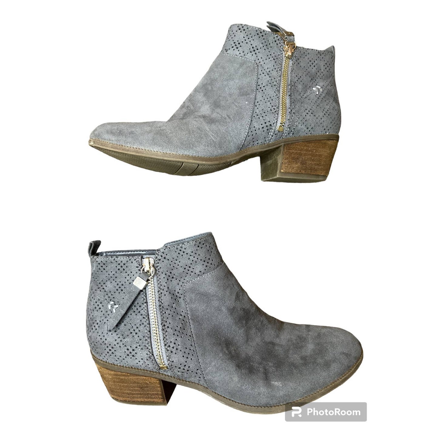 Dr. Scholls Sustainable Comfort Grey Ankle Zip Up Heeled Booties Size 9