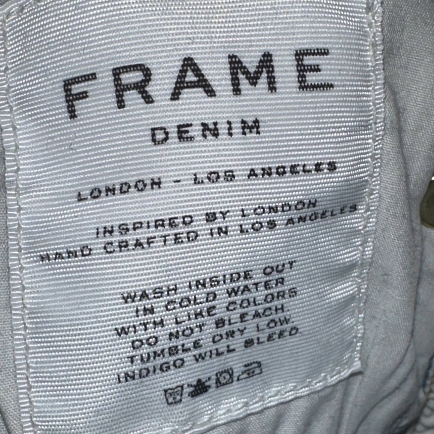 Frame Style 'Le High Skinny" Blue Jeans Denim Slight Distress Size 25