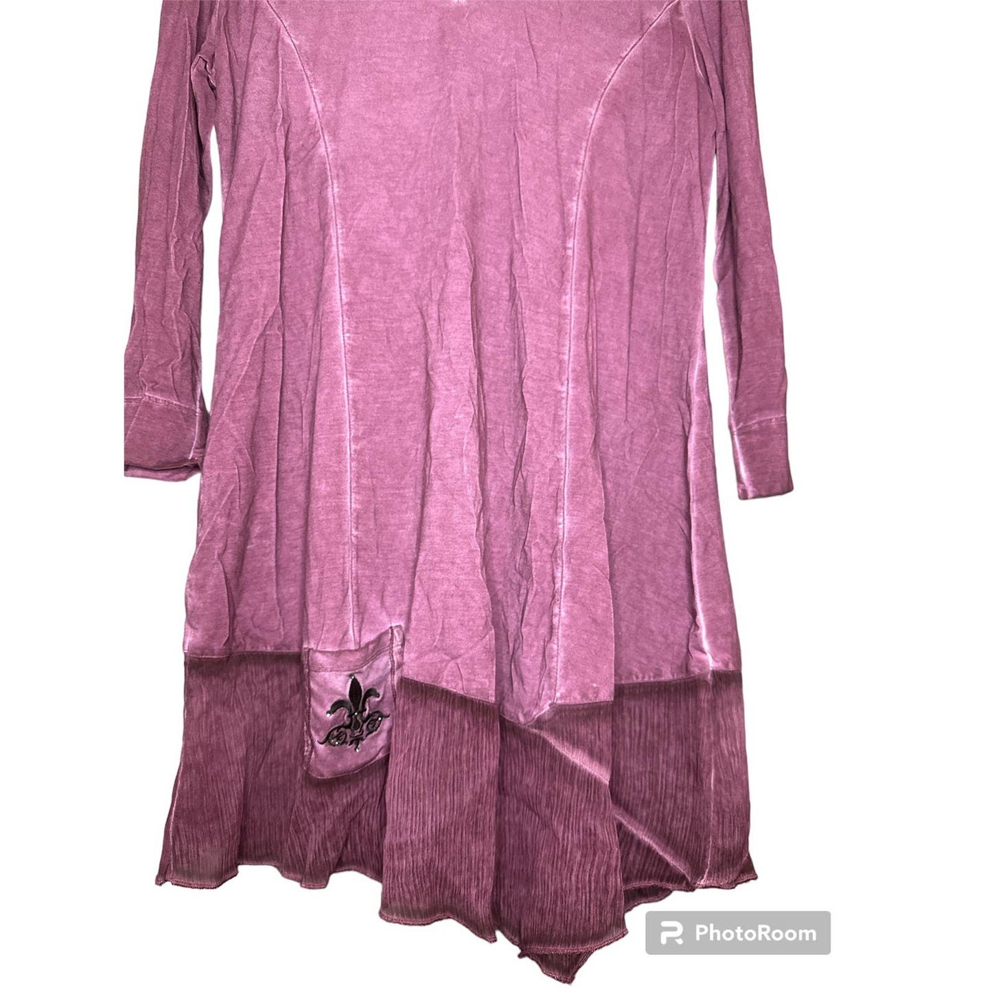 Soft Surroundings Half Sleeve Purple Asymmetrical Tunic Blouse Size Small