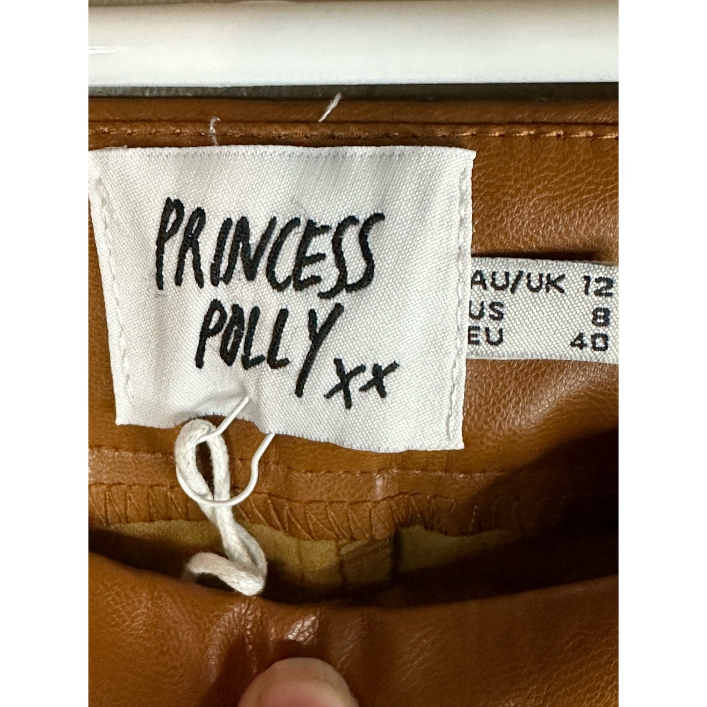 NWT Princess Polly Brown Vegan Leather ‘Braden’ Flare Bootcut Pants Size 8