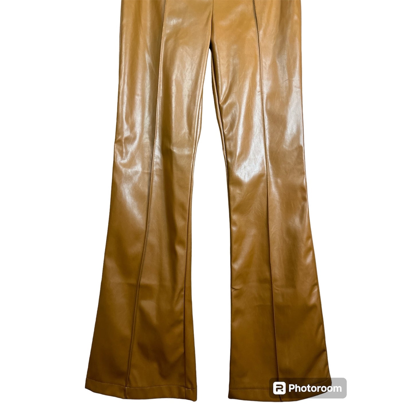 NWT Princess Polly Brown Vegan Leather ‘Braden’ Flare Bootcut Pants Size 8
