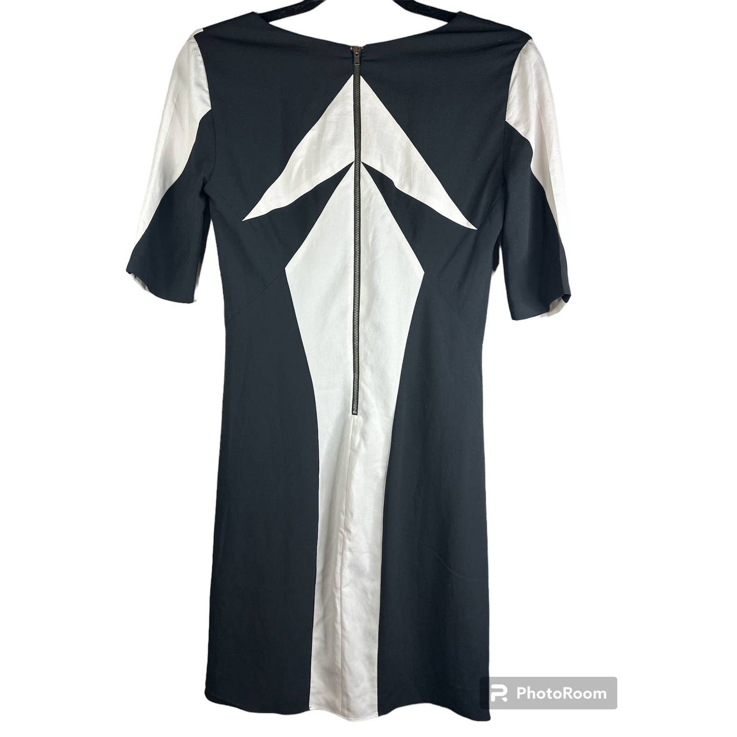Helmut Lang Black Light Grey Half Sleeves Fitted Criss-Cross Dress Size 2