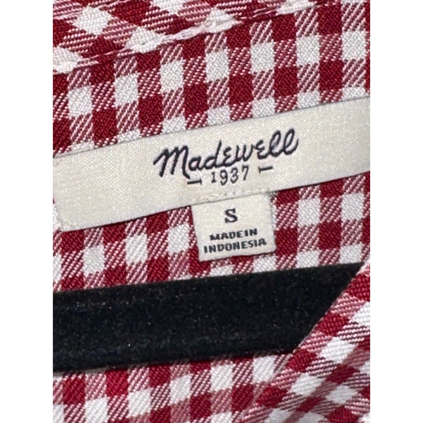 Madewell Red White Plaid Gingham Print Short Sleeve Shirt Dress Size Small
