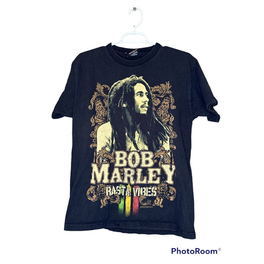 Bob Marley Zion ‘Rasta Vibes’ Black Short Sleeve Graphic Print T-Shirt Size M