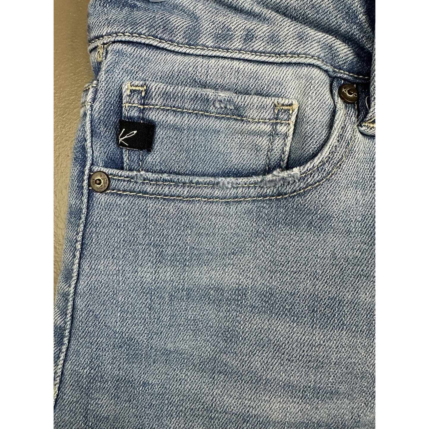 Kancan Light Wash 'Jasmine' High Rise Fold Over Blue Jean Shorts Size Large