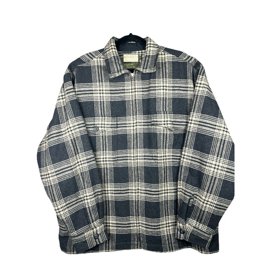Men’s Dockers Authentic Zip Up Plaid Pockets Wool Collared Jacket Size Large