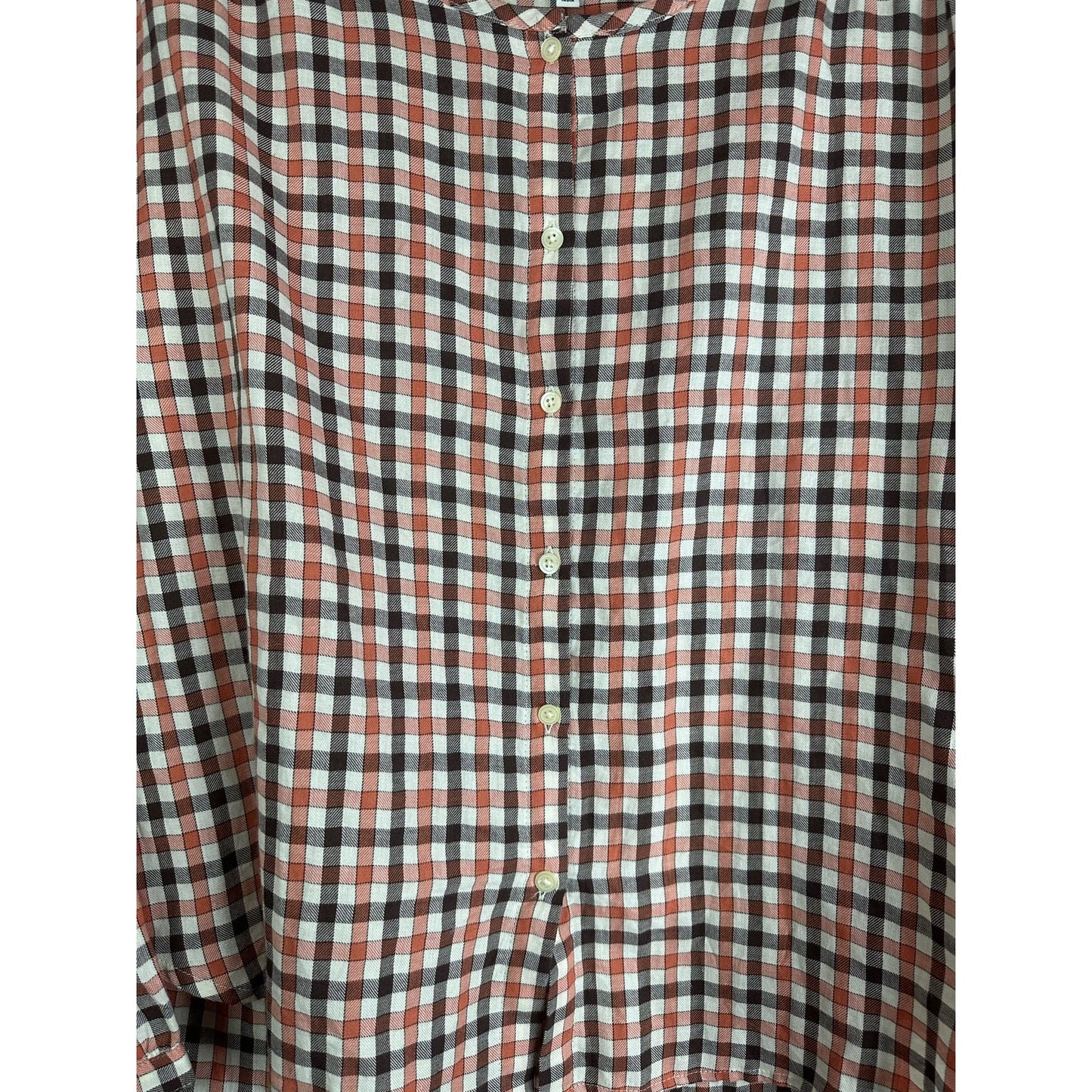 Madewell Button Down Long Sleeve Plaid Blouse Orange Black Size Small