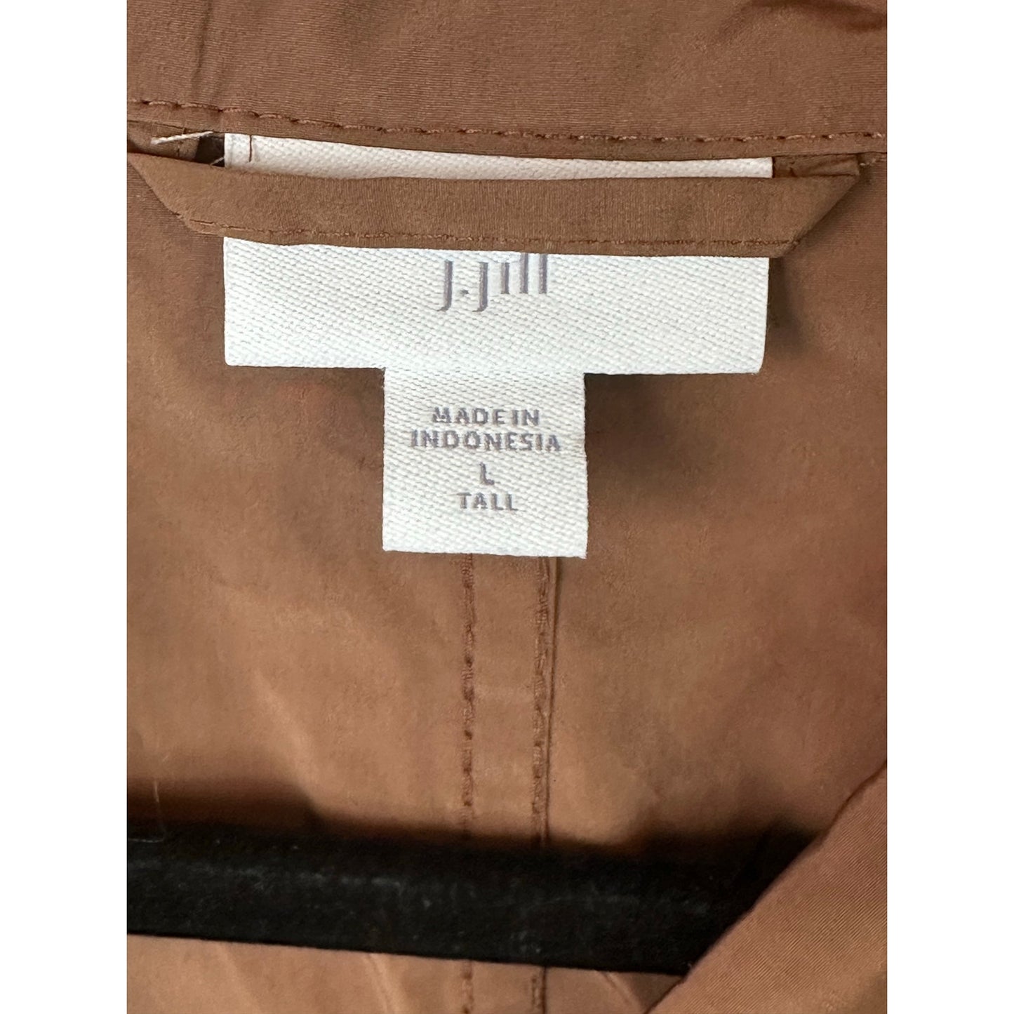 J. Jill Brown Hidden Zip Up Windbreaker Collared Pockets Jacket Size Large Tall