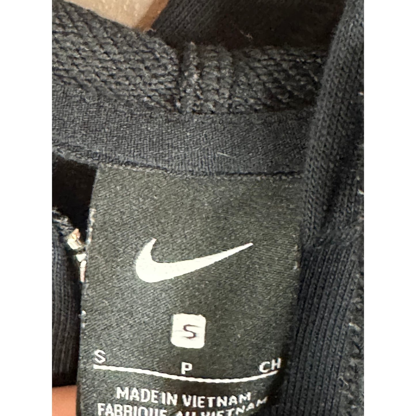 Nike Black White Logo Long Sleeve Slits Hooded Zip Up Jacket Size Small