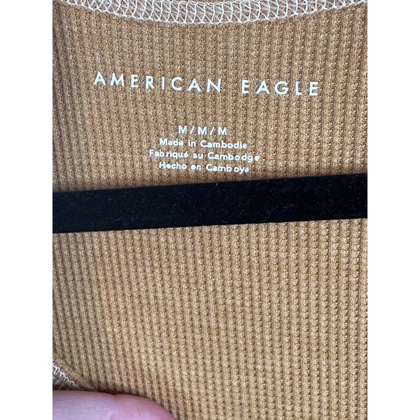 American Eagle Yellow Long Sleeve Thermal Crop Top Size Medium