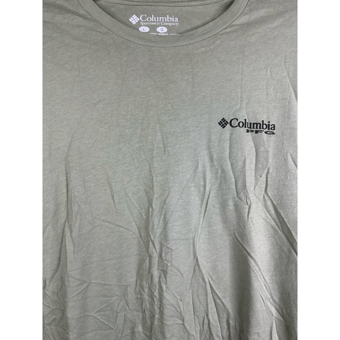 Columbia PFG Santa Claus Fishing Short Sleeve Light Green T-Shirt Size Large
