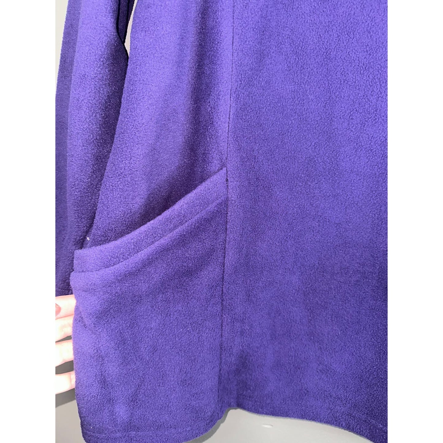 NWT Avenue Purple Collared Quarter Zip Pullover Pockets Fleece Size 14/16
