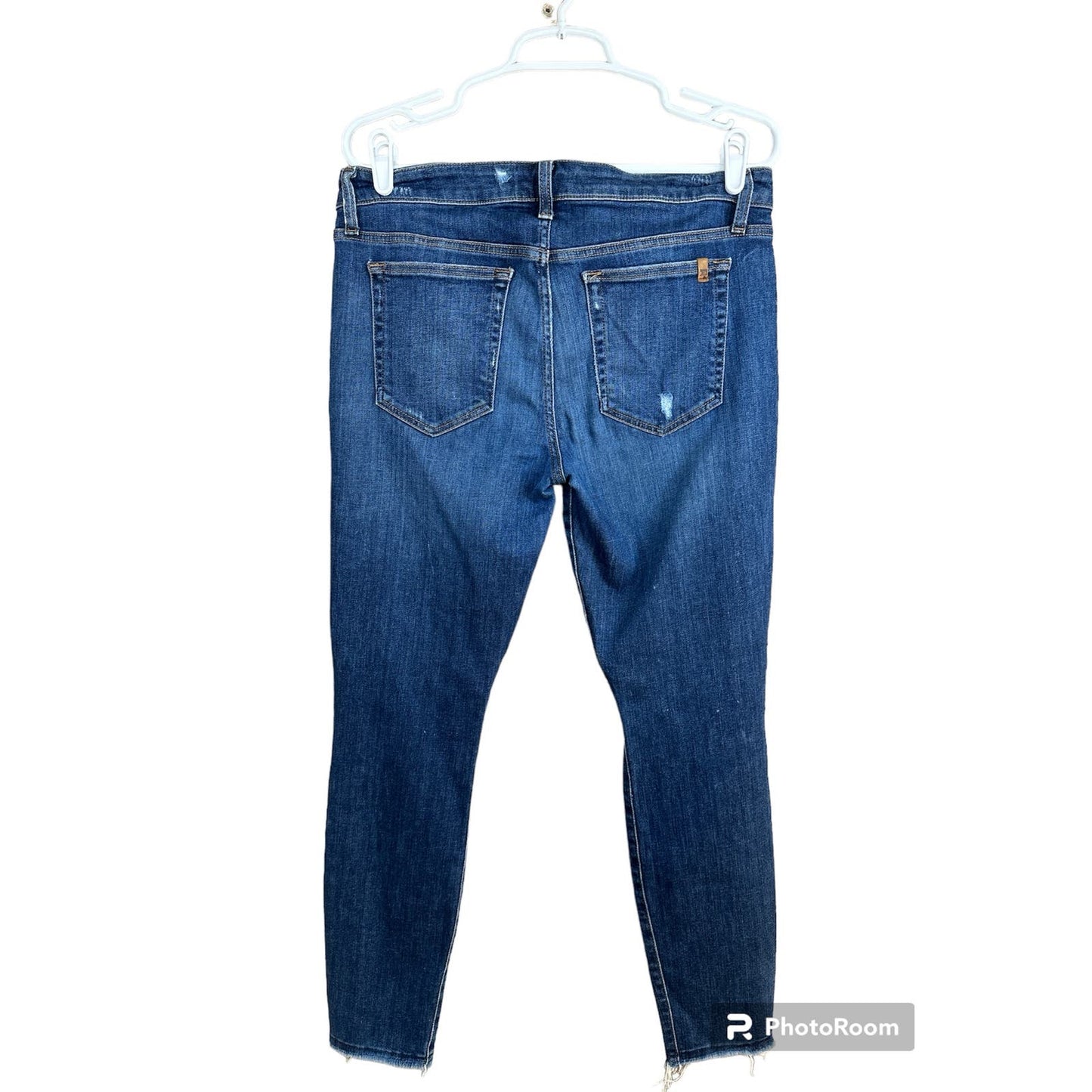 Joe’s Jeans Medium Wash Distressed Skinny Joyce Raw Hem Fringe Blue Jeans Size 31