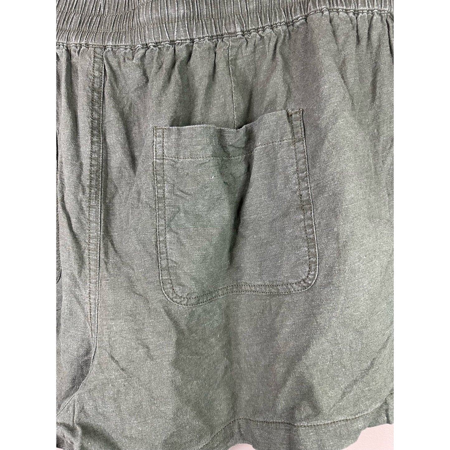 Torrid Linen Blend Green Pull On Drawstring Pocket Shorts Size 0