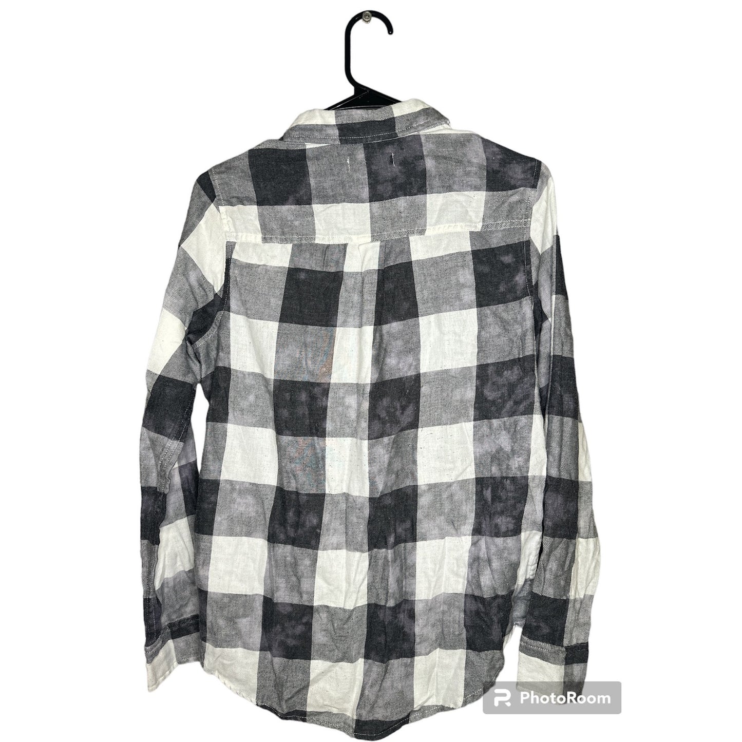 Hollister Black White Bleach Splatter Long Sleeve Button Down Size S