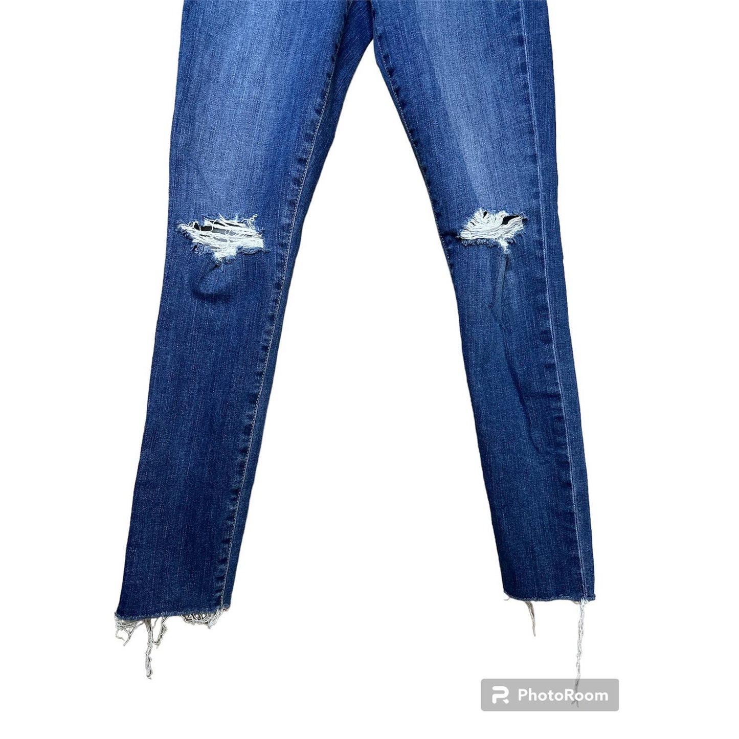 Joe's Jeans High Rise Ankle Skinny Distressed Raw Hem/ Fringe Blue Jeans Size 26