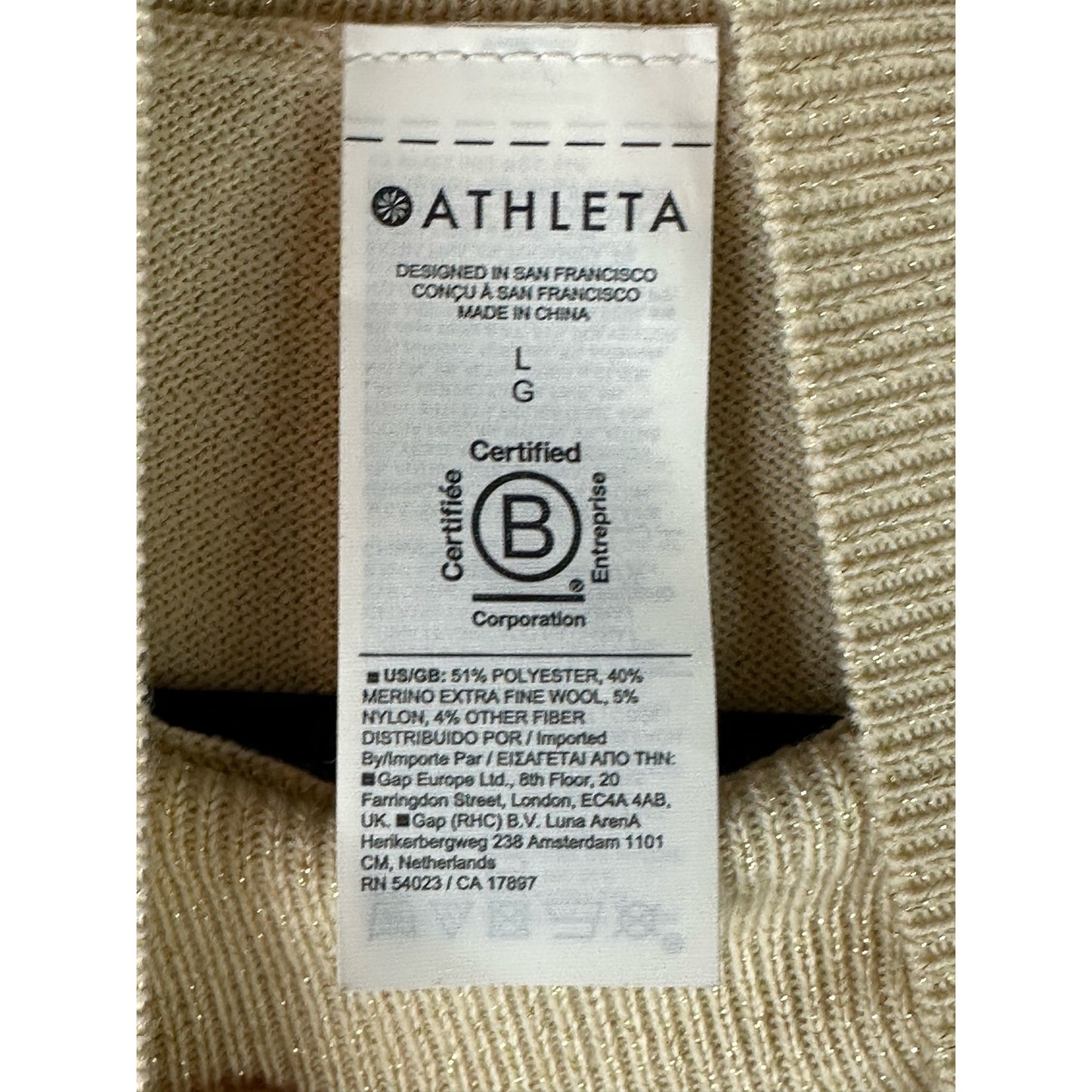 Athleta x Alicia Keys Cowl Neck Long Sleeve Cream Sparkly Wool Bodysuit Size L